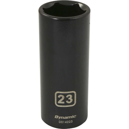 Dynamic 1/2" Drive Deep Socket, Black Phosphate, Tools 1/2" Drive 6 Point Metric, 23mm Deep Length D014223